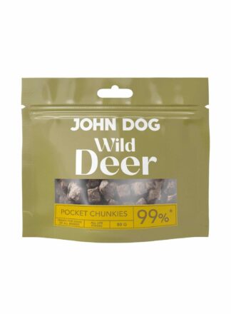 Leckerli für Hunde mit Hirsch Chunkies John Dog Wild Pocket 80 g