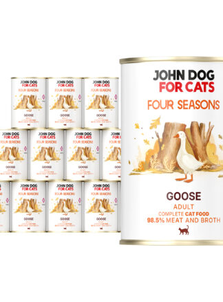 Monoprotein Nassfutter für Katzen Gans Four Season John Dog for Cats 12x400 g