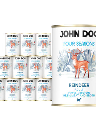 Monoprotein Nassfutter für Hunde Rentier Four Seasons John Dog 12x400 g
