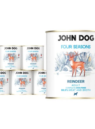 Monoprotein Nassfutter für Hunde Rentier Four Seasons John Dog 6x800 g