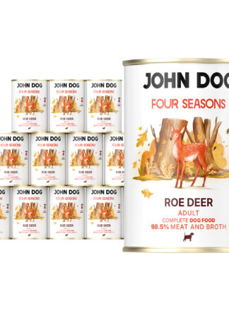 Monoprotein Nassfutter für Hunde Reh Four Seasons John Dog 12x400g