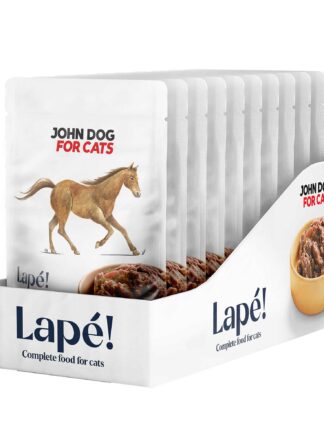Monoprotein Nassfutter für Katzen Pferd 10x100 g Lapé John Dog for Cats