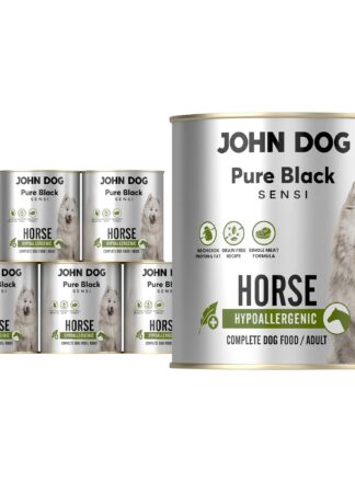 Hypoallergenes Nassfutter für Hunde Pferd 6x800 g John Dog Pure Black Sensi Hypoallergenic