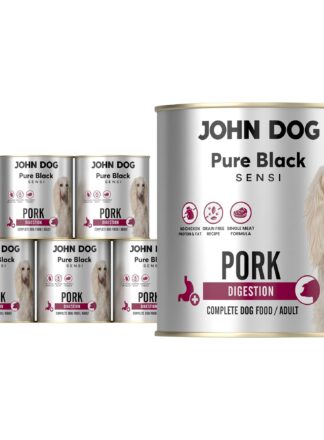 Monoprotein-Nassfutter für Hunde Schwein 6x800 g John Dog Pure Black Sensi Digestion