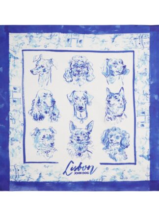 Blau-weißes Seidentuch John Dog Lisboa Hunde
