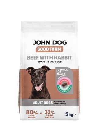 Trockenfutter für Hunde Rind mit Kaninchen, mittelgroße und große Rassen, Good Form John Dog