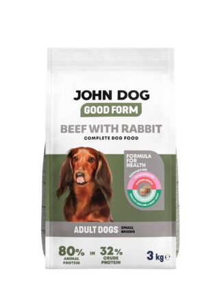 Trockenfutter für Hunde Rind mit Kaninchen, kleine Rassen, Good Form John Dog