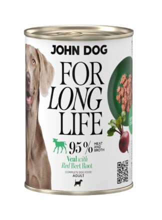 Nassfutter für Hunde Kalbfleisch mit Rote-Bete-Wurzel For Long Life John Dog