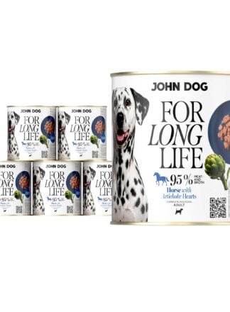 Nassfutter für Hunde Pferd mit Artischockenblüte For Long Life John Dog 6x800 g