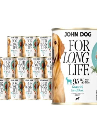 Nassfutter für Hunde Ziege mit Karottenwurzel For Long Life John Dog 12x400g