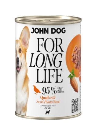 Nassfutter für Hunde Wachtel mit Süßkartoffelwurzel For Long Life John Dog