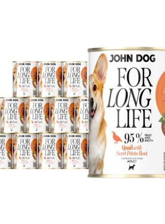Nassfutter für Hunde Wachtel mit Süßkartoffelwurzel For Long Life John Dog 12x400 g
