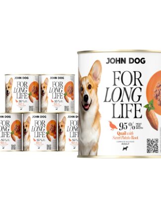 Nassfutter für Hunde Wachtel mit Süßkartoffelwurzel For Long Life John Dog 6x800 g
