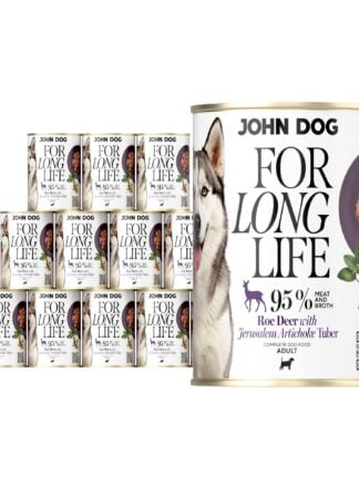 Nassfutter für Hunde Reh mit Topinamburknolle For Long Life John Dog 12x400 g
