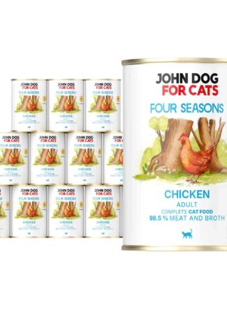 Monoprotein-Nassfutter für Katzen Huhn Four Seasons 12x400 g John Dog for Cats