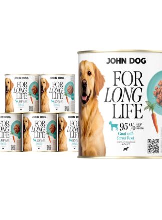 Nassfutter für Hunde Ziege mit Karottenwurzel For Long Life John Dog 6x800g